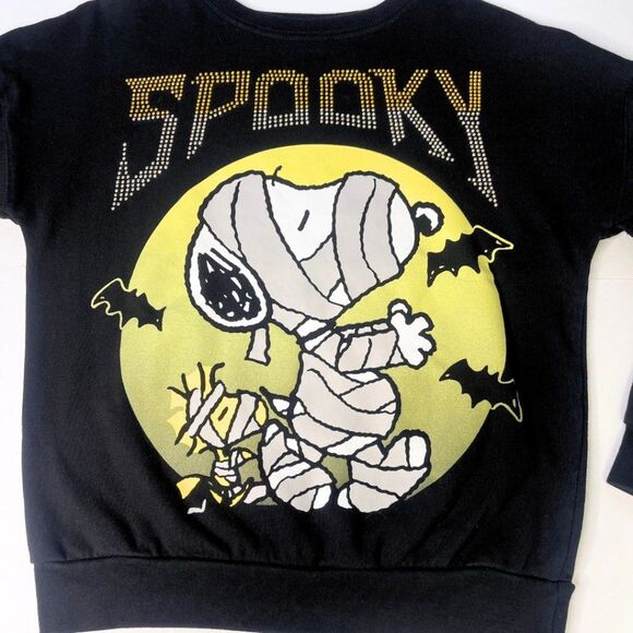 PEANUTS | Spooky Snoopy Mummy Sweatshirt Black - Studded Letters -Small - Picture 6 of 12